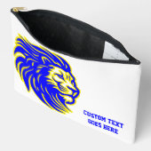 Leeuw Mascotte Blauw en Geel Student Pencil Pouch Etui (Open)
