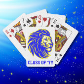 Leeuw Mascotte Blauw Geel en Wit Graduation Party Pokerkaarten