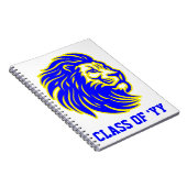 Leeuw Mascotte Blauw Geel Senior Class Pride Notitieboek (Rechterzijde)