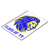 Leeuw Mascotte Blauw Geel Senior Class Pride Notitieboek (Linkerzijde)