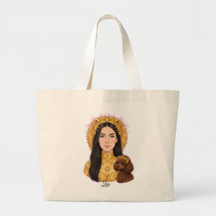 Leeuw Meisje met Poodle – Zodiac Horoscoop Grote Tote Bag