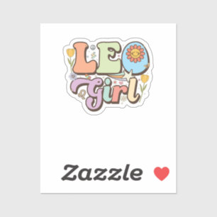 Leeuw Meisje Retro Zon Zodiac Astrologie Verjaarda Sticker