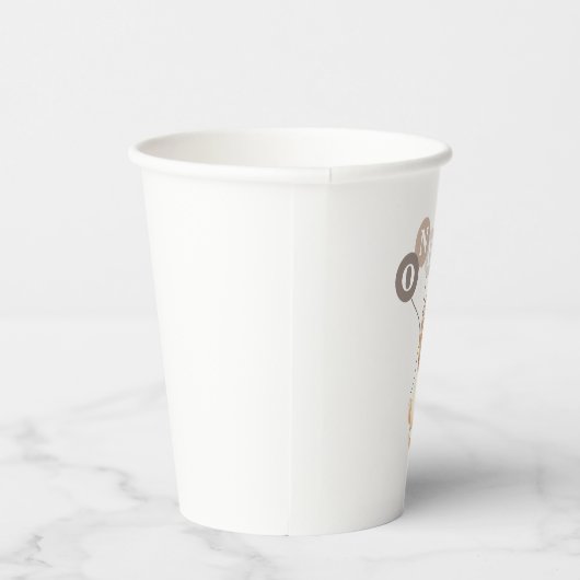 Leeuw met 3 bruine ballonnen 1e verjaardag papieren bekers (Rechts)