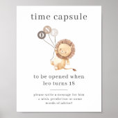 Leeuw met 3 bruine ballonnen Tijdcapsule Poster (Voorkant)