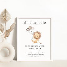 Leeuw met 3 bruine ballonnen Tijdcapsule