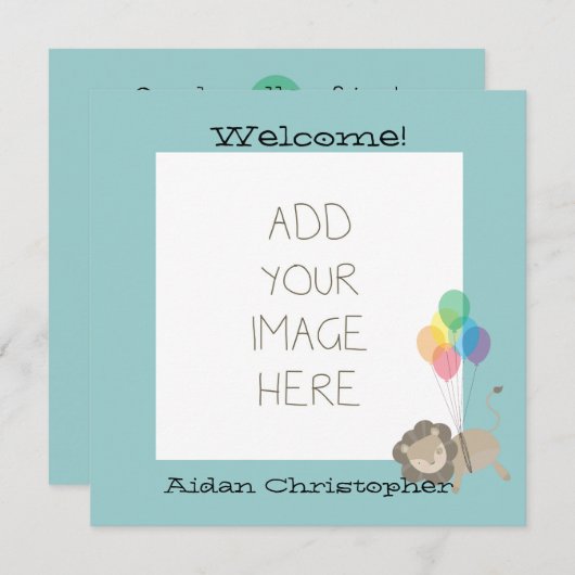 Leeuw met ballonnen aankondiging (Voorkant / Achterkant)