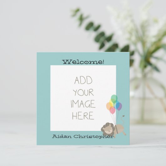 Leeuw met ballonnen aankondiging (Staand voorkant)