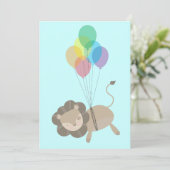 Leeuw met ballonnen Baby shower Kaart (Staand voorkant)