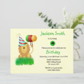 Leeuw met Birthday Balloons Partij Kaart (Staand voorkant)