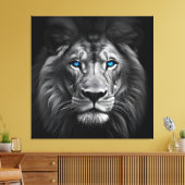 Leeuw met blauwe ogen canvas afdruk (Insitu (Woonkamer))