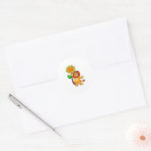 Leeuw met bloem ronde sticker (Envelop)