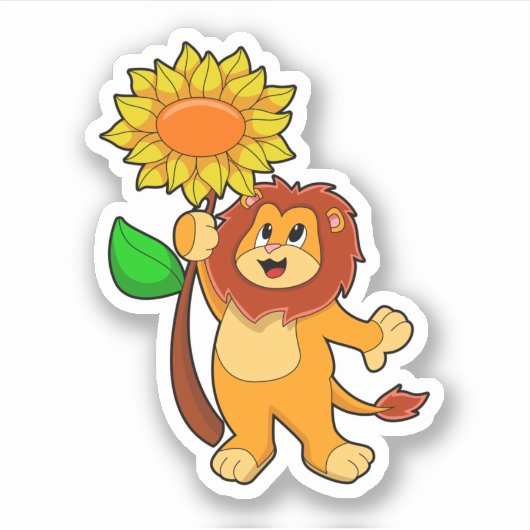 Leeuw met bloem sticker (Voorkant)
