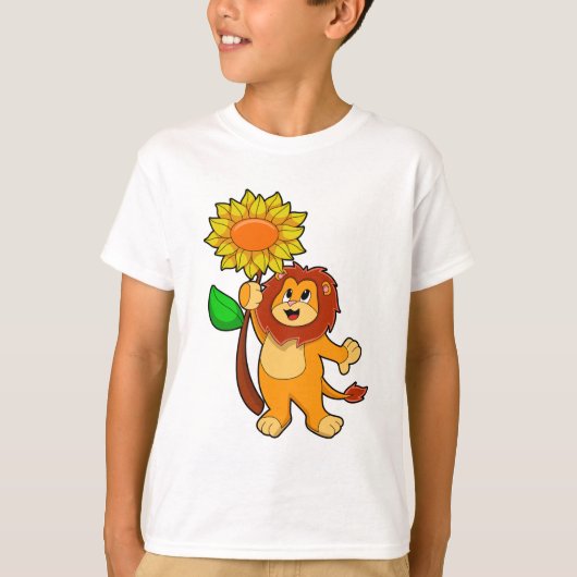 Leeuw met bloem t-shirt (Voorkant)