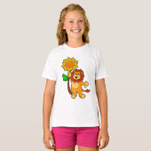 Leeuw met bloem t-shirt (Voorkant volledig)