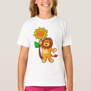 Leeuw met bloem t-shirt