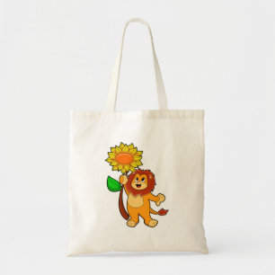 Leeuw met bloem tote bag