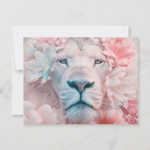 Leeuw met bloemen briefkaart