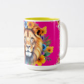 Leeuw met bloemen Koffie Mok (Voorkant rechts)