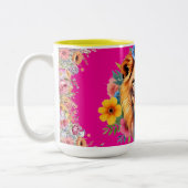 Leeuw met bloemen Koffie Mok (Links)
