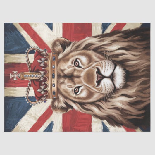Leeuw met een kroon Britse vlag Decoupage Tissuepapier (Voorkant)