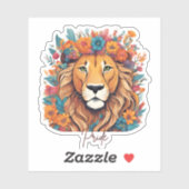 Leeuw met een manen van bloemen Pride Sticker (Vel)