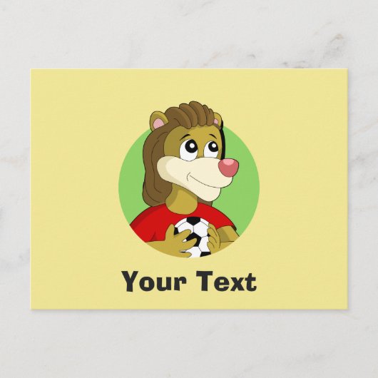 Leeuw met een voetbal cartoon briefkaart (Voorkant)