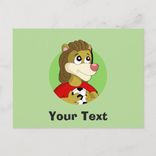 Leeuw met een voetbal cartoon briefkaart