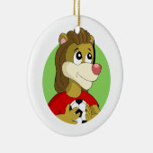 Leeuw met een voetballen cartoon keramisch ornament (Rechts)