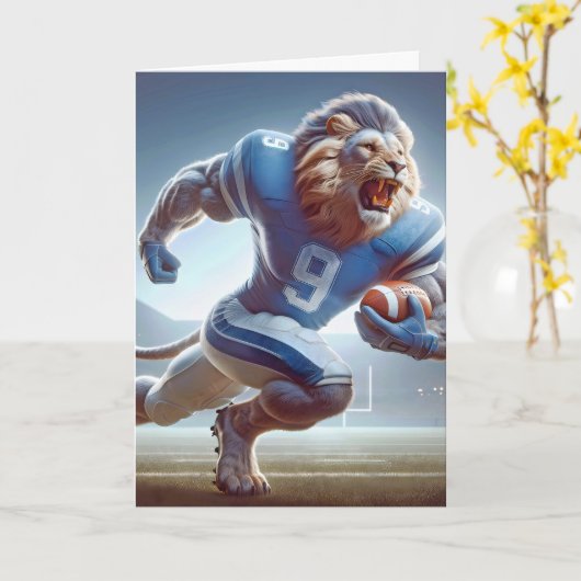 Leeuw met Football Kaart (Gele Bloem)