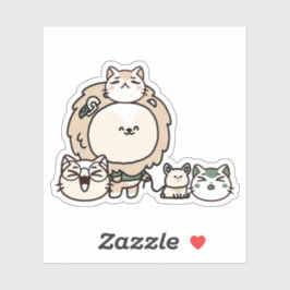 Leeuw met geleidehond en kattenteam sticker