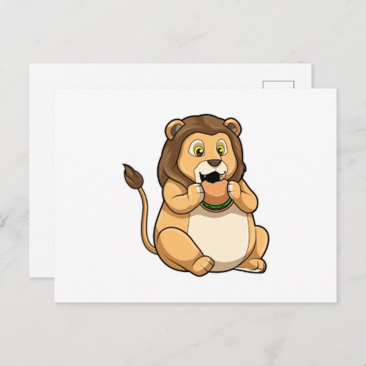 Leeuw met hamburger briefkaart (Voorkant / Achterkant)