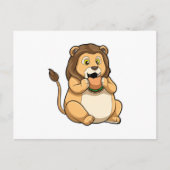 Leeuw met hamburger briefkaart (Voorkant)