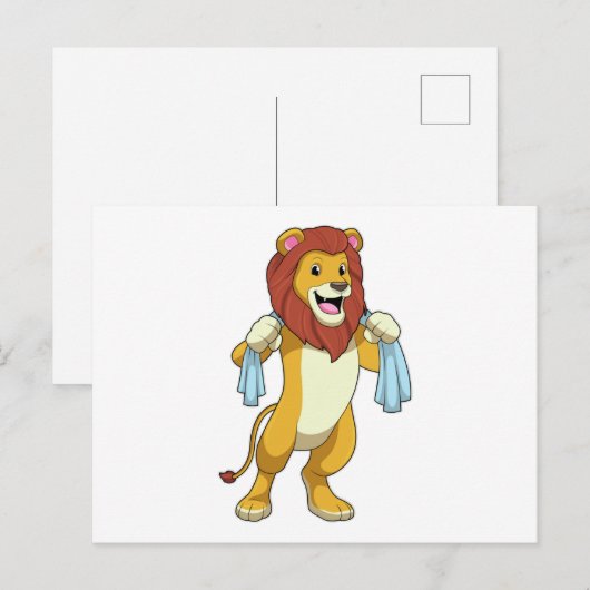 Leeuw met handdoek om te douchen briefkaart (Voorkant / Achterkant)