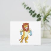 Leeuw met handdoek voor douche briefkaart (Staand voorkant)