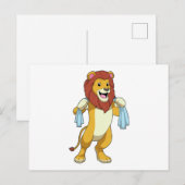 Leeuw met handdoek voor douche briefkaart (Voorkant / Achterkant)