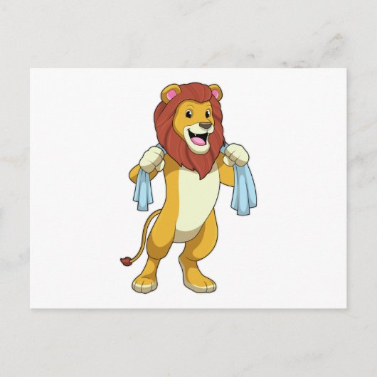 Leeuw met handdoek voor douche briefkaart (Voorkant)