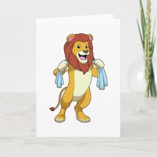 Leeuw met Handdoek voor Douche Kaart (Voorkant)