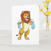 Leeuw met Handdoek voor Douche Kaart (Gele Bloem)