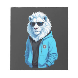 Leeuw met hoodie Grappig cool dierlijk karakter Notitieblok