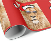 Leeuw met kerstmuts cadeaupapier (Rol Hoek)