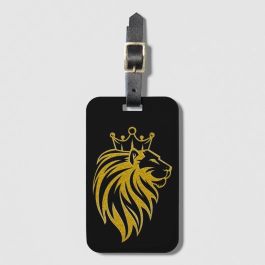 Leeuw Met Kroon - Goud Stijl 2 Bagagelabel (Voorkant (verticaal))