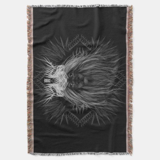 Leeuw met kroonmonogram deken (Voorkant Verticaal)