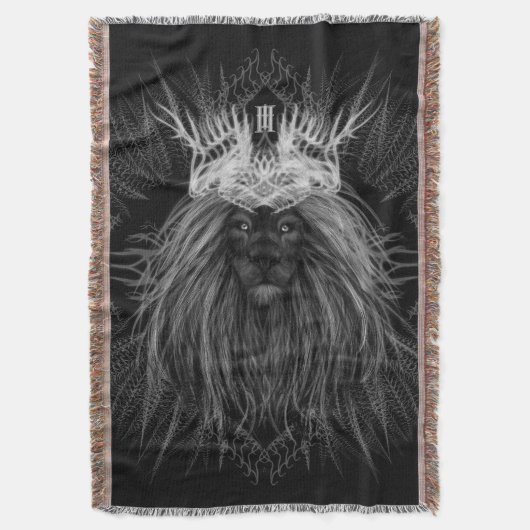 Leeuw met kroonmonogram deken (Voorkant Verticaal)