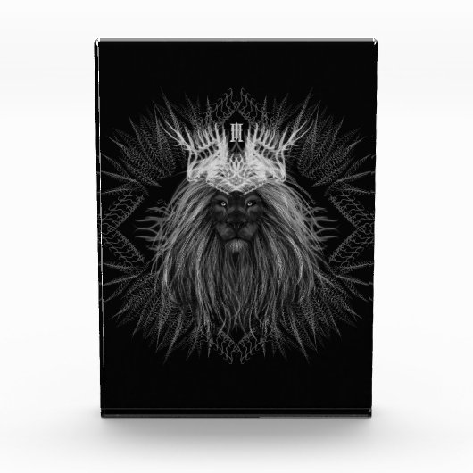 Leeuw met kroonmonogram fotoblokken (Voorkant)