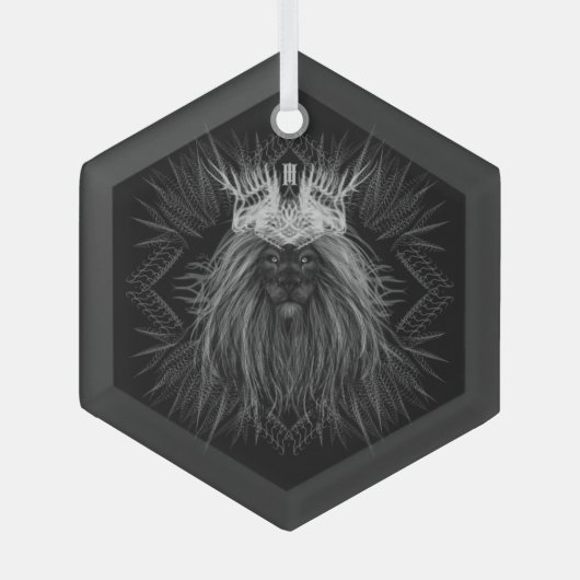 Leeuw met kroonmonogram glas ornament (Voorkant)