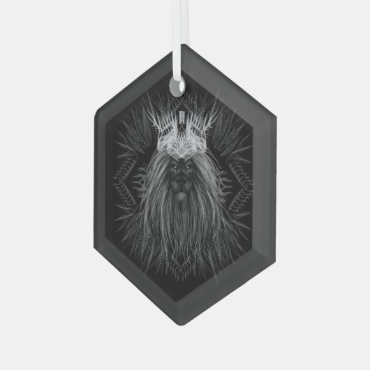 Leeuw met kroonmonogram glas ornament (Voorkant links)