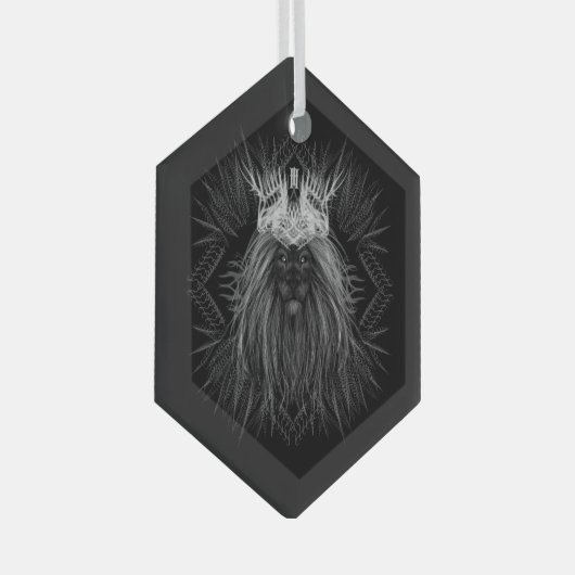 Leeuw met kroonmonogram glas ornament (Voorkant Rechts)