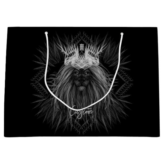 Leeuw met kroonmonogram groot cadeauzakje (Voorkant)