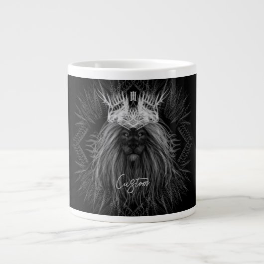 Leeuw met kroonmonogram grote koffiekop (Voorkant)