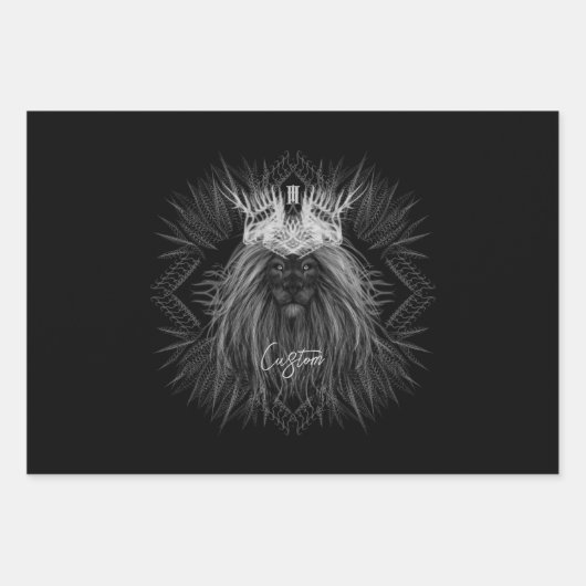 Leeuw met kroonmonogram inpakpapier vel (Voorkant)